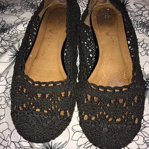 Jeffery Campbell Black Crocheted flats